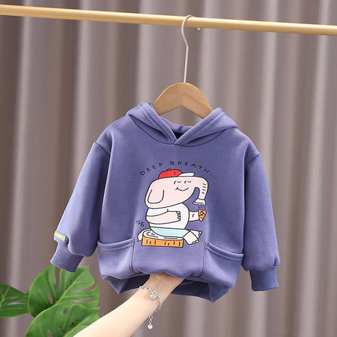 Boy's winter velvet hooded sweater